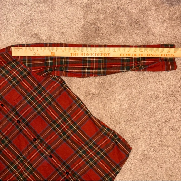 L.L. Bean Red Plaid Flannel Shirt, Sz Medium Tall - Picture 9 of 12